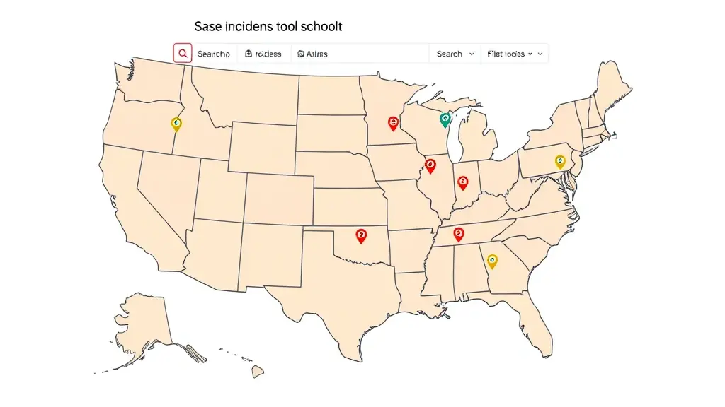 An interactive map of the United States with markers indicating reported incidents of school misconduct.